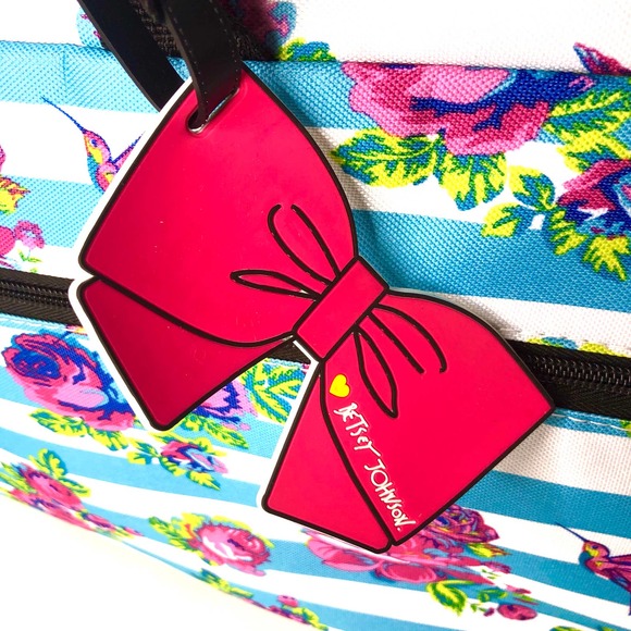 Betsey Johnson Stripe Floral 22" Rolling Duffle - Picture 8 of 12